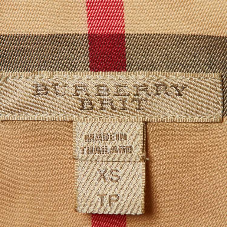 Pre Owned Burberry Brit Beige Nova Check Cotton Button Front Shirt XS