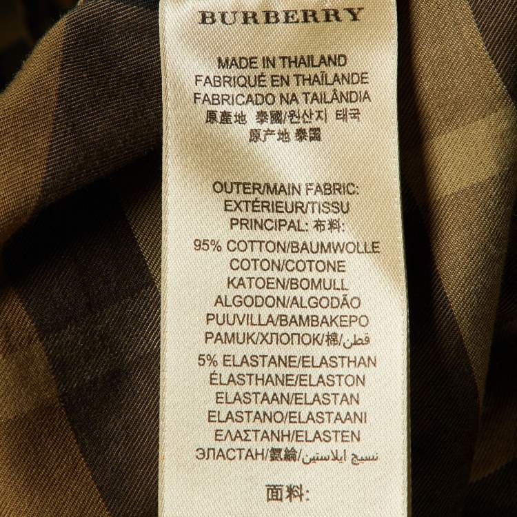 Pre Owned Burberry Brit Khaki Green Checkered Cotton Shirt L