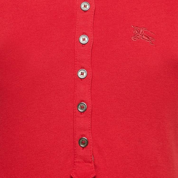 Pre Owned Burberry Brit Red Cotton Pique Sleeveless Polo T-Shirt S
