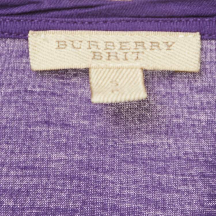 Pre Owned Burberry Brit Purple Jersey Scoop Neck T-Shirt S