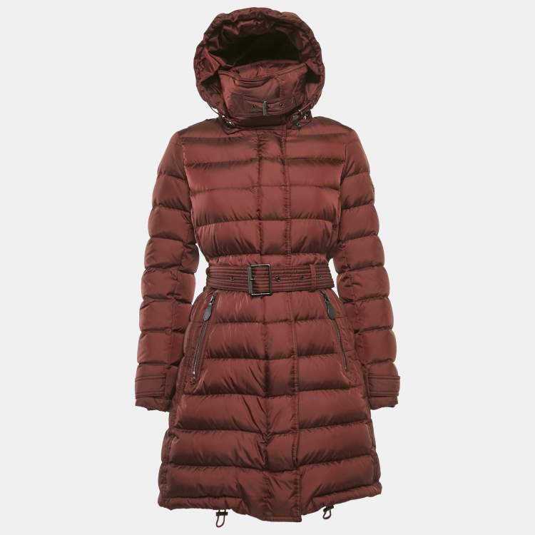 Pre Owned Burberry Brit Burgundy Nylon Down Puffer Jacket S
