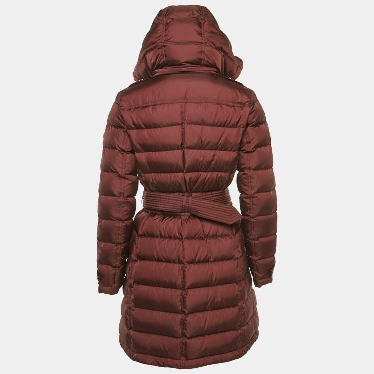 Pre Owned Burberry Brit Burgundy Nylon Down Puffer Jacket S