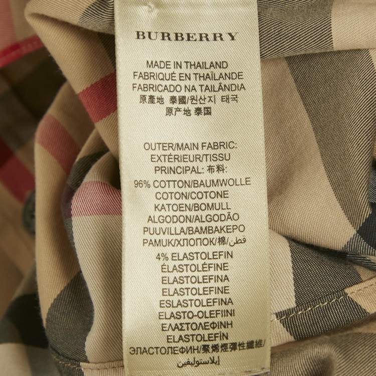Pre Owned Burberry Beige Tartan Check Cotton Button Front Shirt L