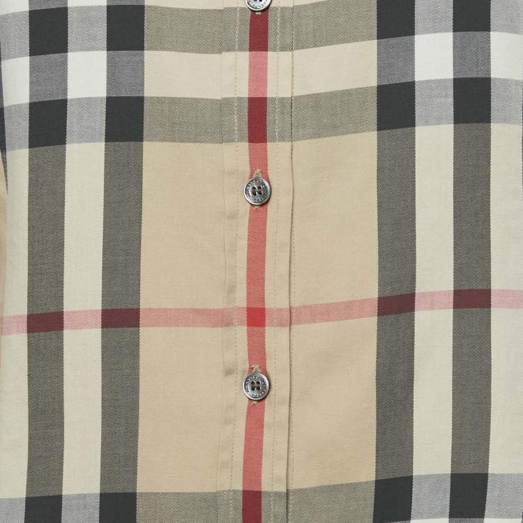 Pre Owned Burberry Beige Tartan Check Cotton Button Front Shirt L