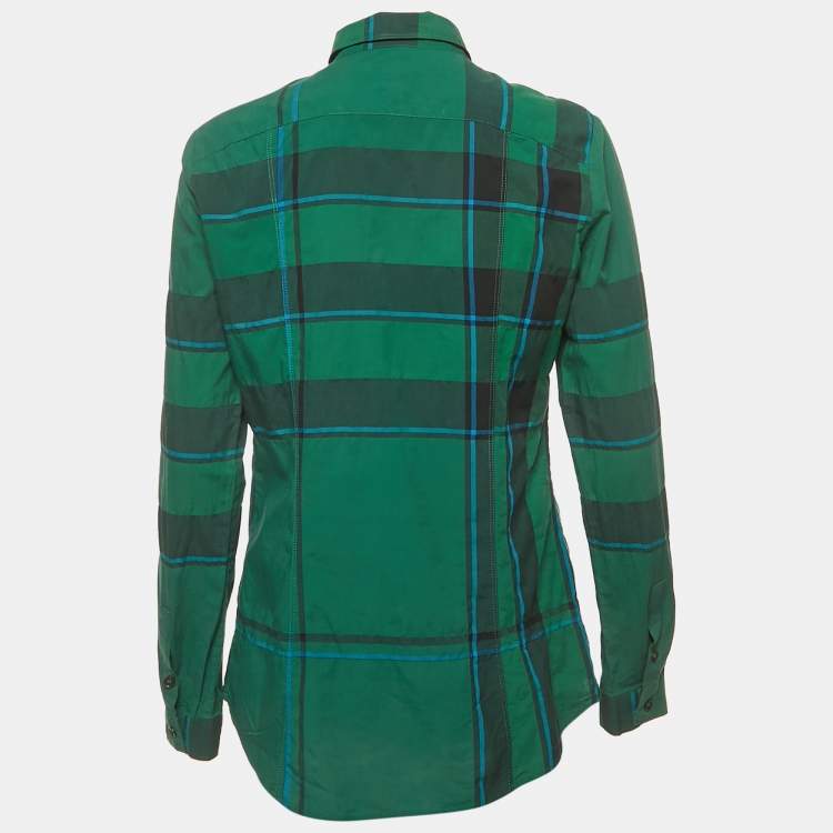 Pre Owned Burberry Brit Green Nova Check Cotton Shirt S