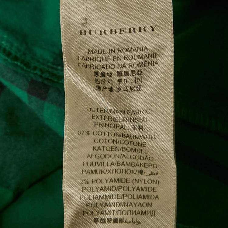 Pre Owned Burberry Brit Green Nova Check Cotton Shirt S