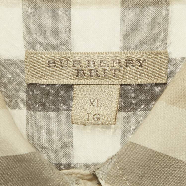 Pre Owned Burberry Brit Beige Nova Check Print Sheer Cotton Shirt XL