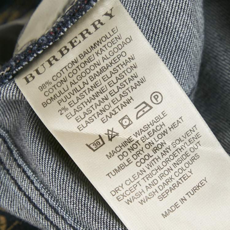 Pre Owned Burberry Brit Navy Blue Denim Boot Leg Jeans S Waist 25"