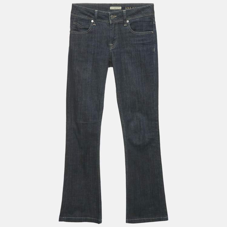 Pre Owned Burberry Brit Navy Blue Denim Boot Leg Jeans S Waist 25"
