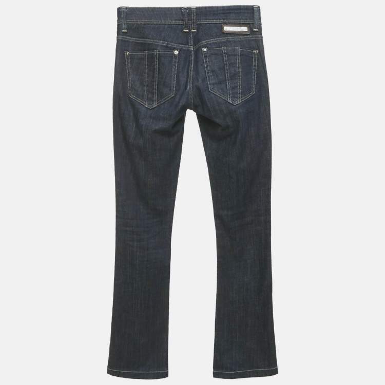Pre Owned Burberry Brit Navy Blue Denim Boot Leg Jeans S Waist 25"