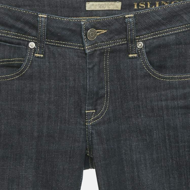 Pre Owned Burberry Brit Navy Blue Denim Boot Leg Jeans S Waist 25"