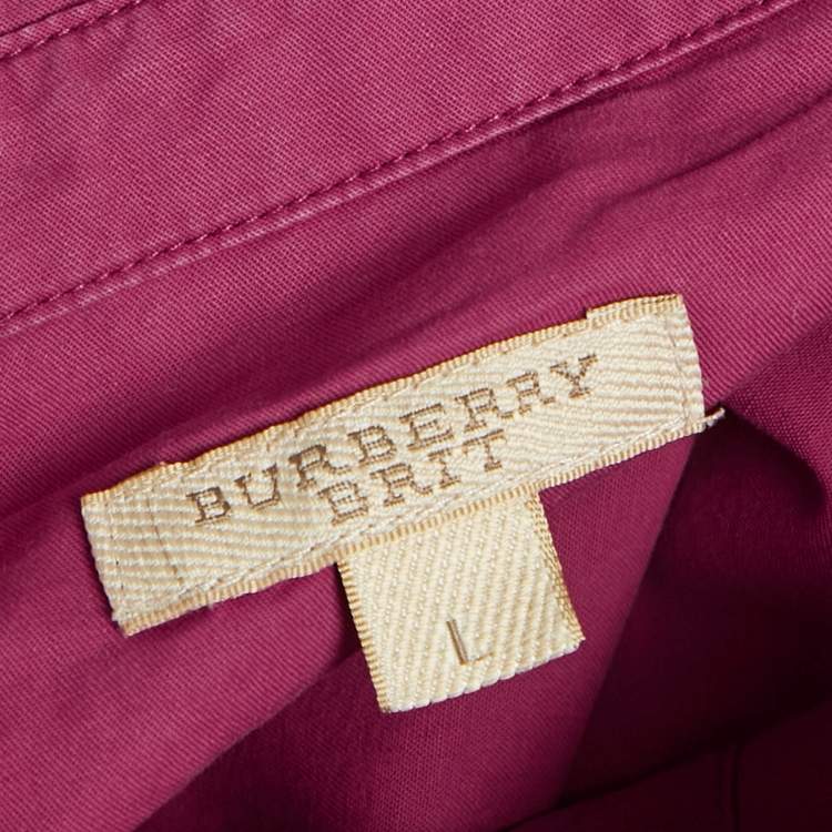 Pre Owned Burberry Brit Dark Pink Cotton Sleeveless Mini Dress L