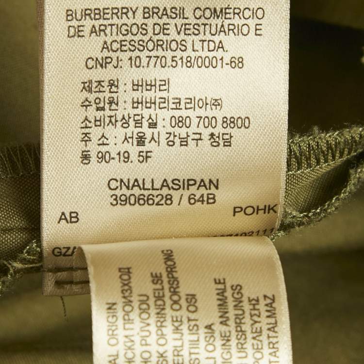 Pre Owned Burberry Brit Olive-Green Cotton Blend Mini Dress S
