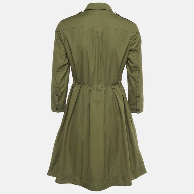Pre Owned Burberry Brit Olive-Green Cotton Blend Mini Dress S