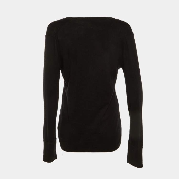 Pre Owned Burberry Brit Black Cotton & Cashmere V-Neck Jumper L