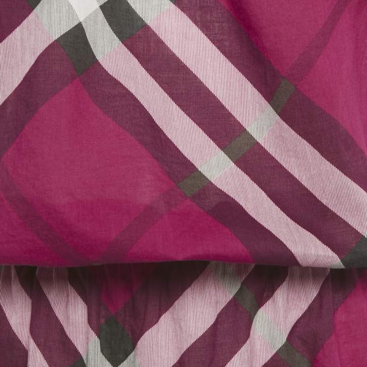 Pre Owned Burberry Brit Pink Tartan Check Cotton Mini Dress L
