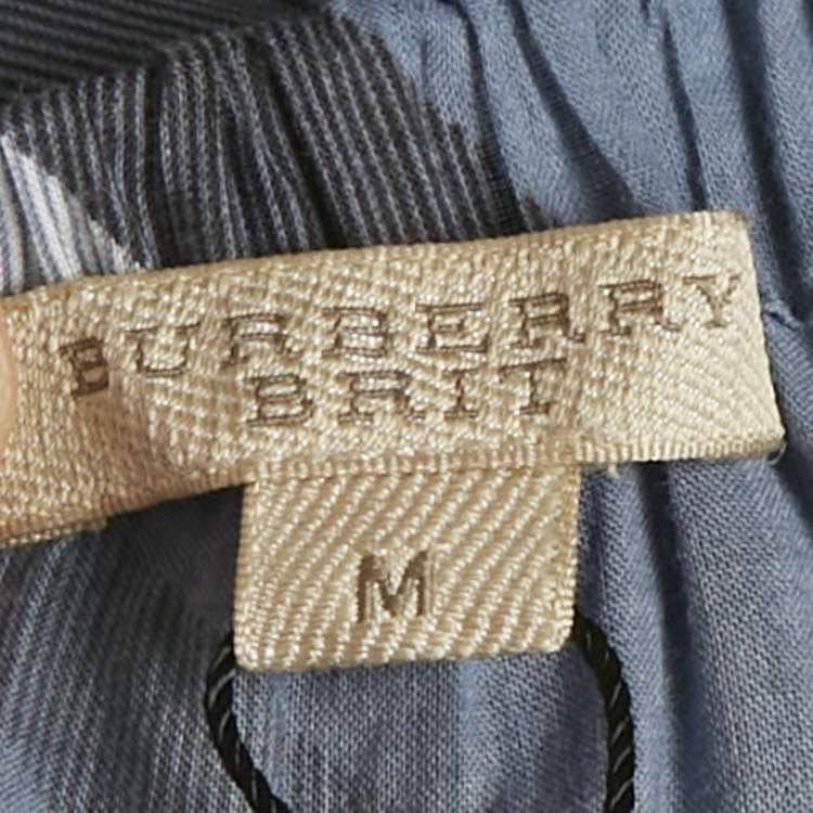 Pre Owned Burberry Brit Blue Tartan Check Cotton Mini Dress M