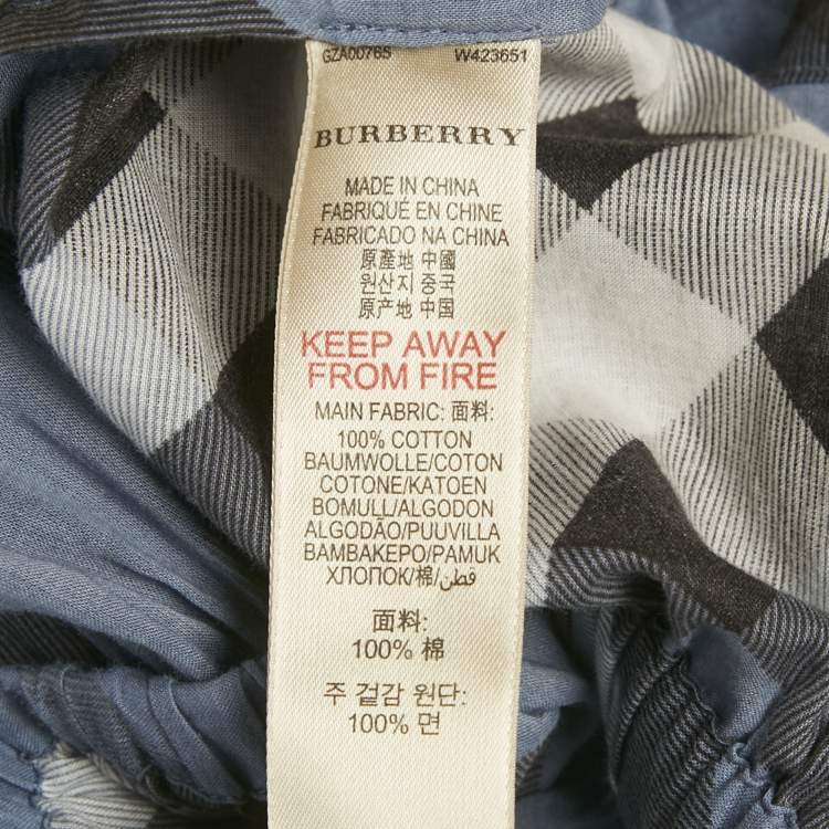 Pre Owned Burberry Brit Blue Tartan Check Cotton Mini Dress M