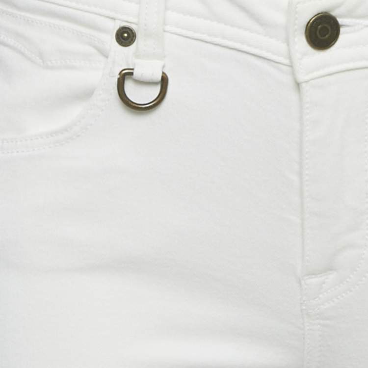 Pre Owned Burberry Brit White Denim Skin Fit Ankle Length Denim M Waist 28"