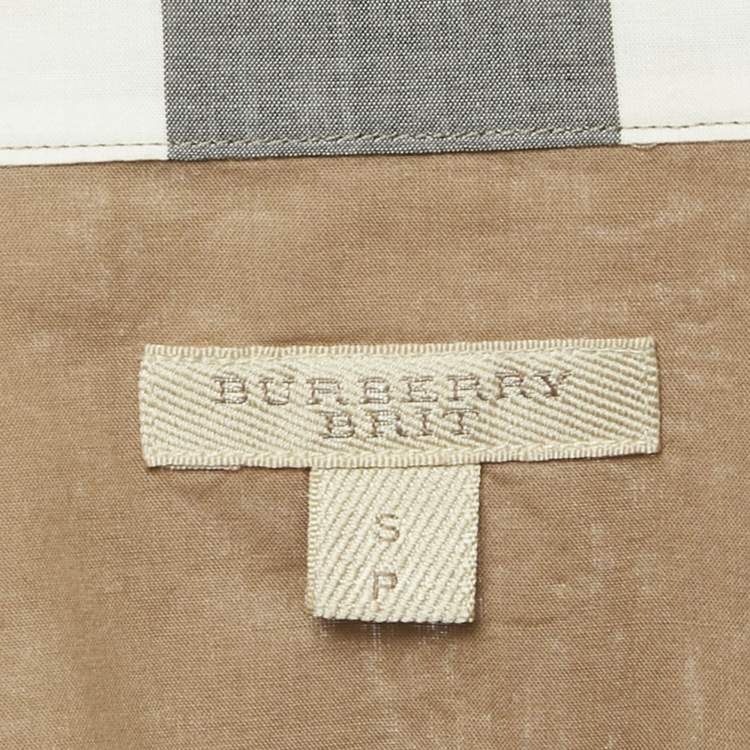 Pre Owned Burberry Brit Beige Nova Check Cotton Long Sleeve Top S