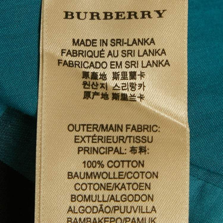 Pre Owned Burberry Brit Blue/Green Nova Check Print Cotton Top XS