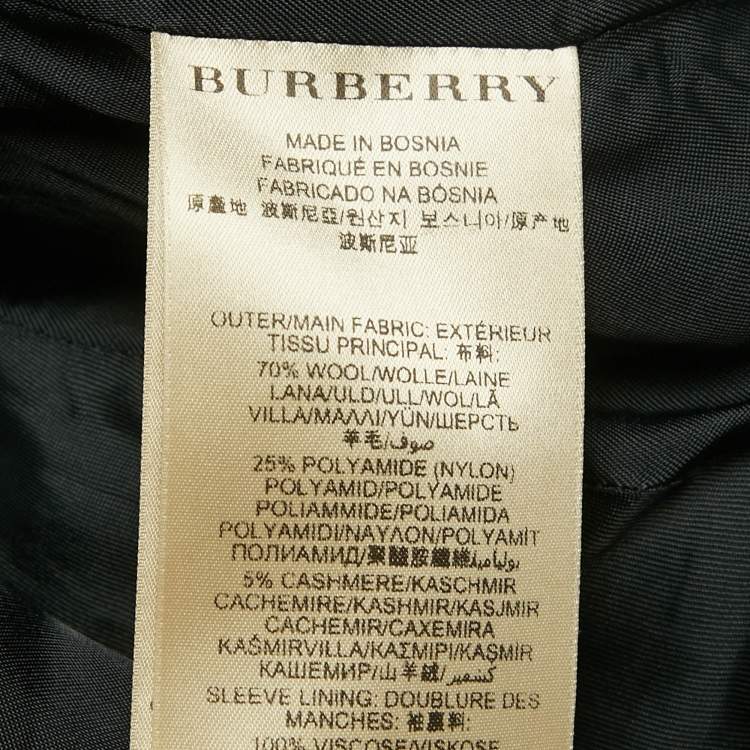 Pre Owned Burberry Brit Black Wool Single Breasted Long Jacket S