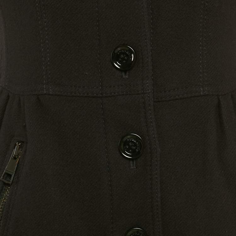Pre Owned Burberry Brit Black Wool Single Breasted Long Jacket S