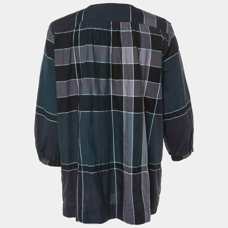 Pre Owned Burberry Brit Grey Checked Cotton Tunic L  
