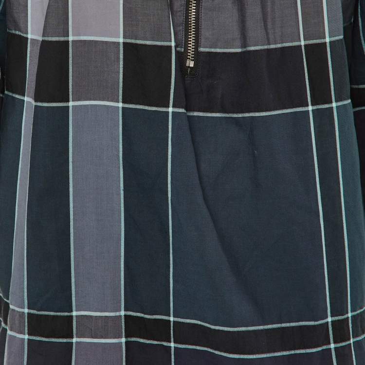 Pre Owned Burberry Brit Grey Checked Cotton Tunic L  