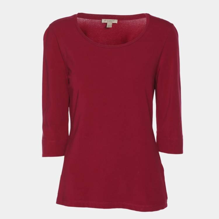 Pre Owned Burberry Brit Magenta Jersey Long Sleeve Top S
