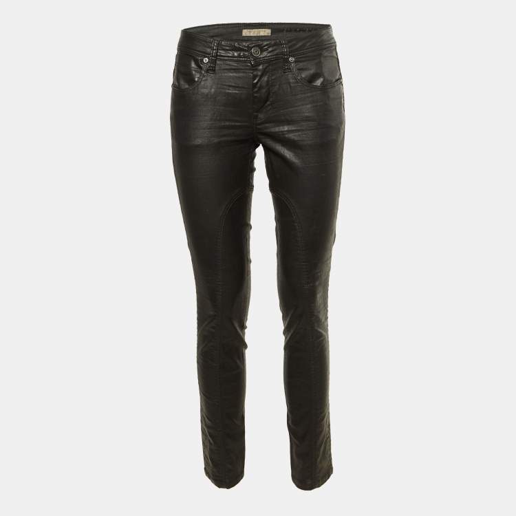 Pre Owned Burberry Brit Black Coated Denim Skinny Leg Jeans M/Waist 30"
