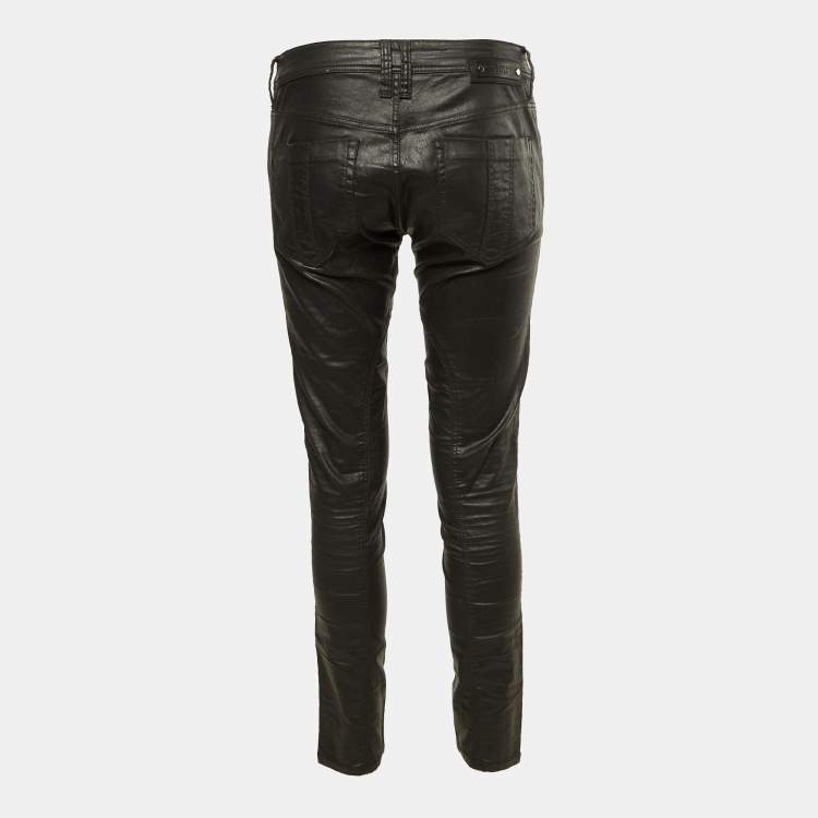 Pre Owned Burberry Brit Black Coated Denim Skinny Leg Jeans M/Waist 30"