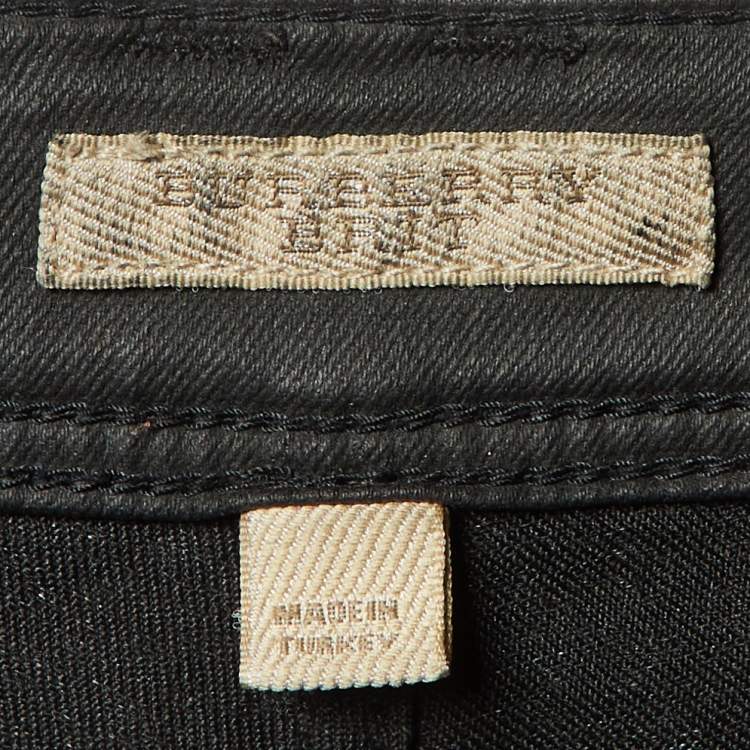 Pre Owned Burberry Brit Black Coated Denim Skinny Leg Jeans M/Waist 30"