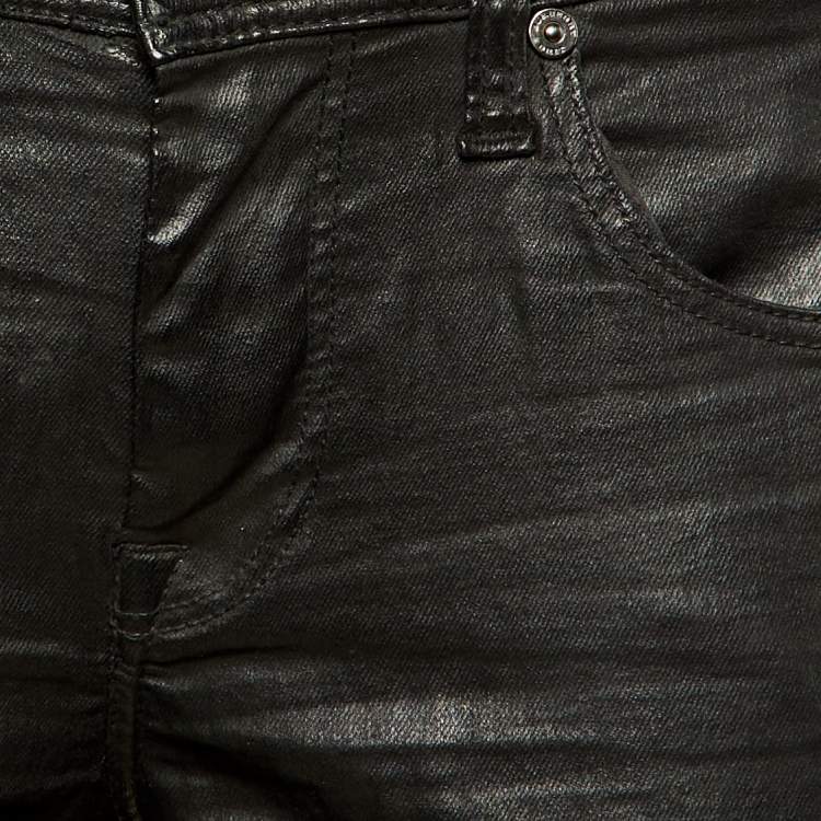 Pre Owned Burberry Brit Black Coated Denim Skinny Leg Jeans M/Waist 30"