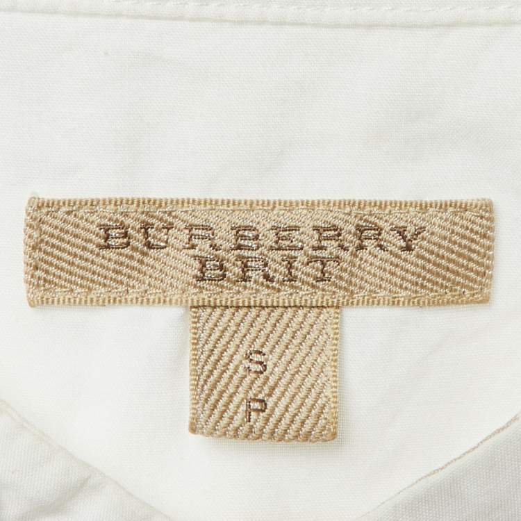 Pre Owned Burberry Brit White Checked Cotton Tie Neck Sleeveless Shirt S 