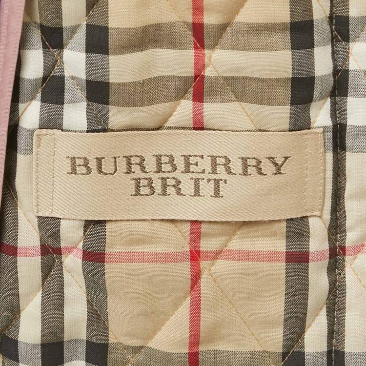 Pre Owned Burberry Brit Mauve Synthetic Quilted Jacket L