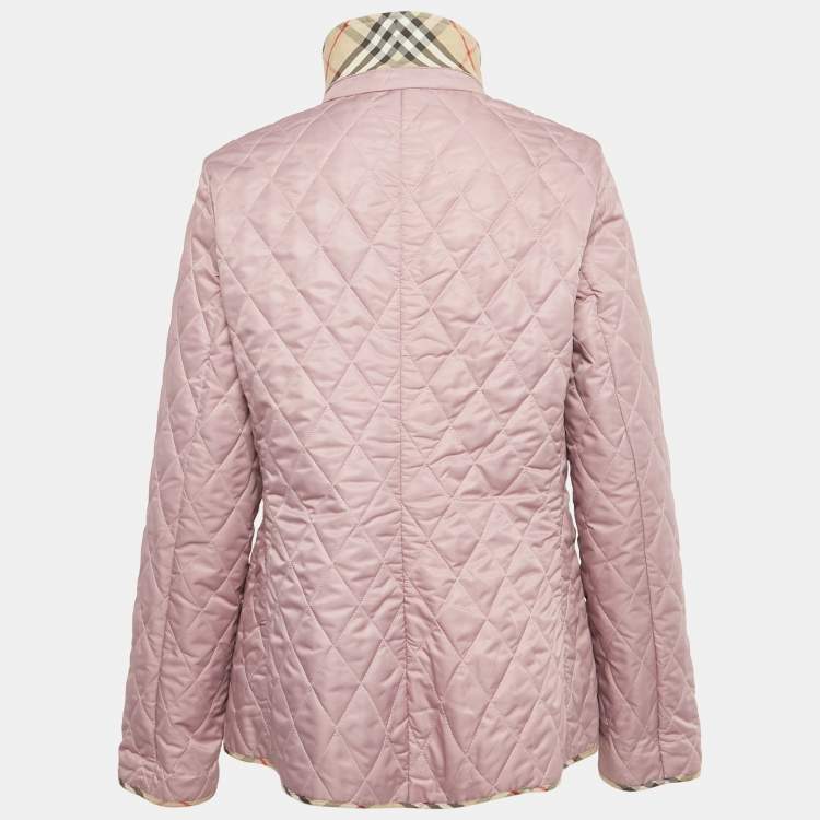 Pre Owned Burberry Brit Mauve Synthetic Quilted Jacket L