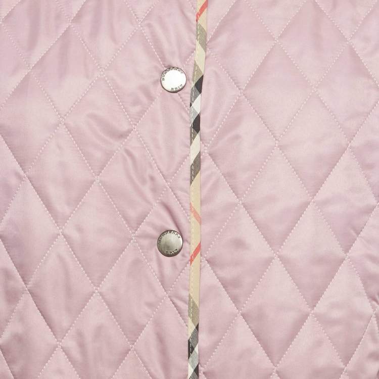 Pre Owned Burberry Brit Mauve Synthetic Quilted Jacket L