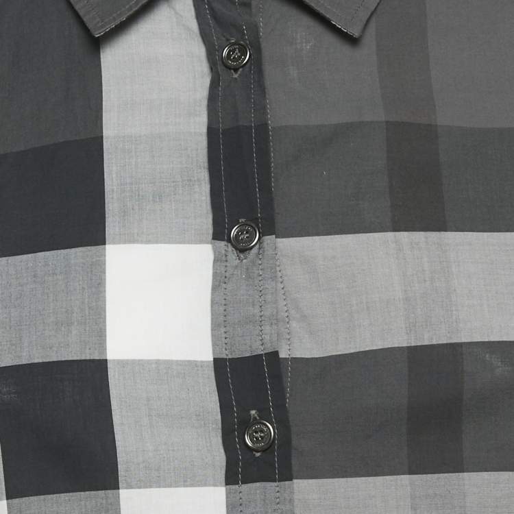 Pre Owned Burberry Brit Black/Grey Checkered Print Cotton Shirt XS 