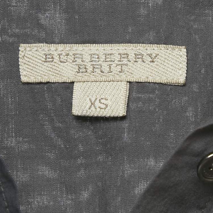 Pre Owned Burberry Brit Black/Grey Checkered Print Cotton Shirt XS 