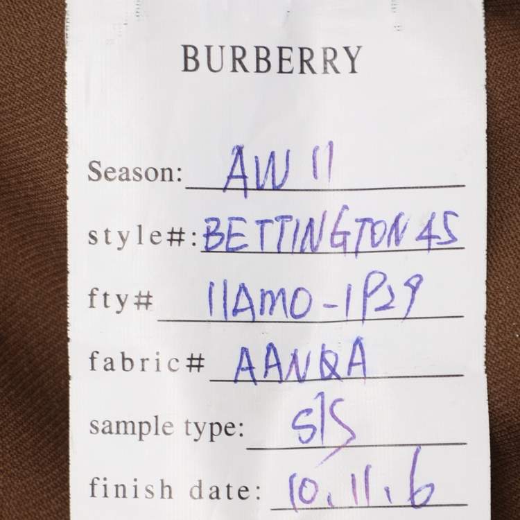 Pre Owned Burberry Brit Brown Gabardine Belted Zip Jacket S