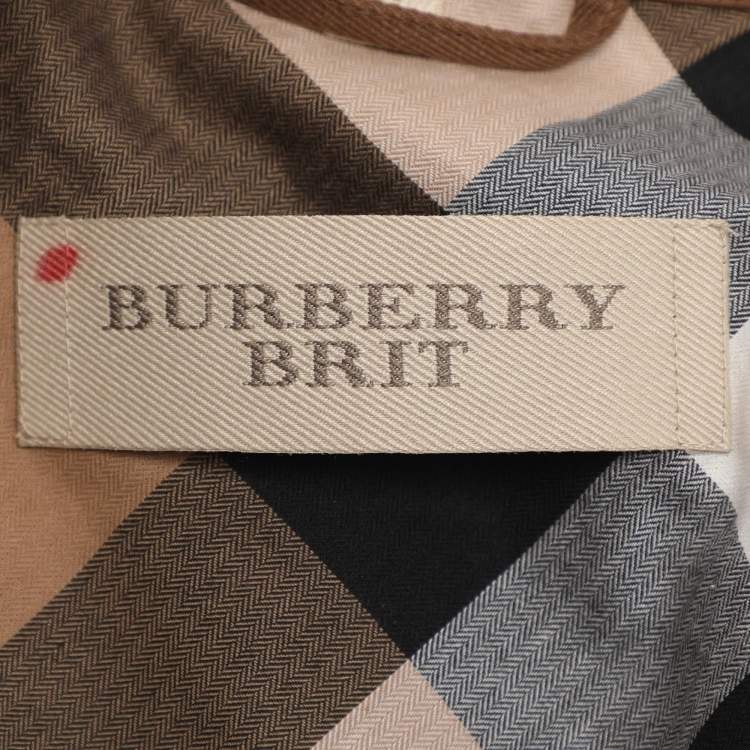 Pre Owned Burberry Brit Brown Gabardine Belted Zip Jacket S