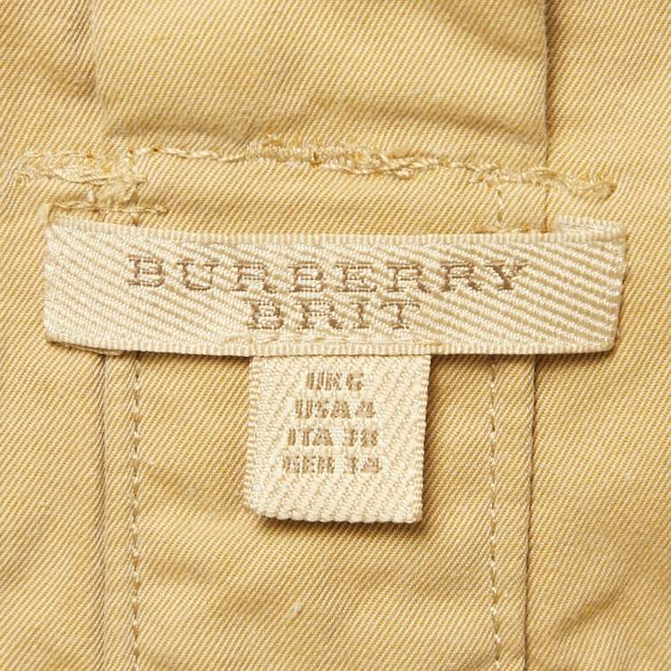 Pre Owned Burberry Brit Beige Cotton Belted Mini Skirt S