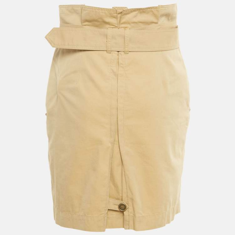 Pre Owned Burberry Brit Beige Cotton Belted Mini Skirt S