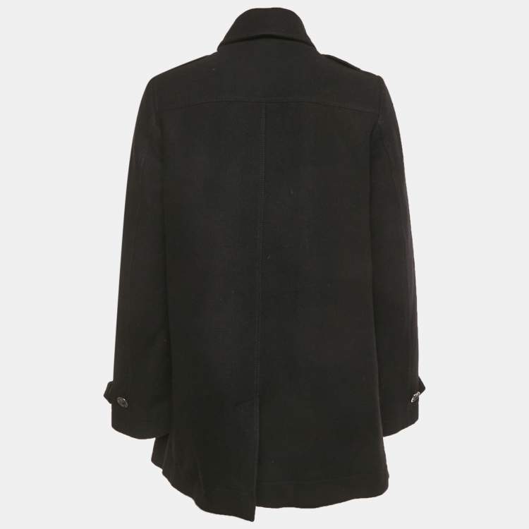 Pre Owned Burberry Brit Black Wool Blend Short Coat S 