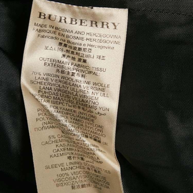 Pre Owned Burberry Brit Black Wool Blend Short Coat S 