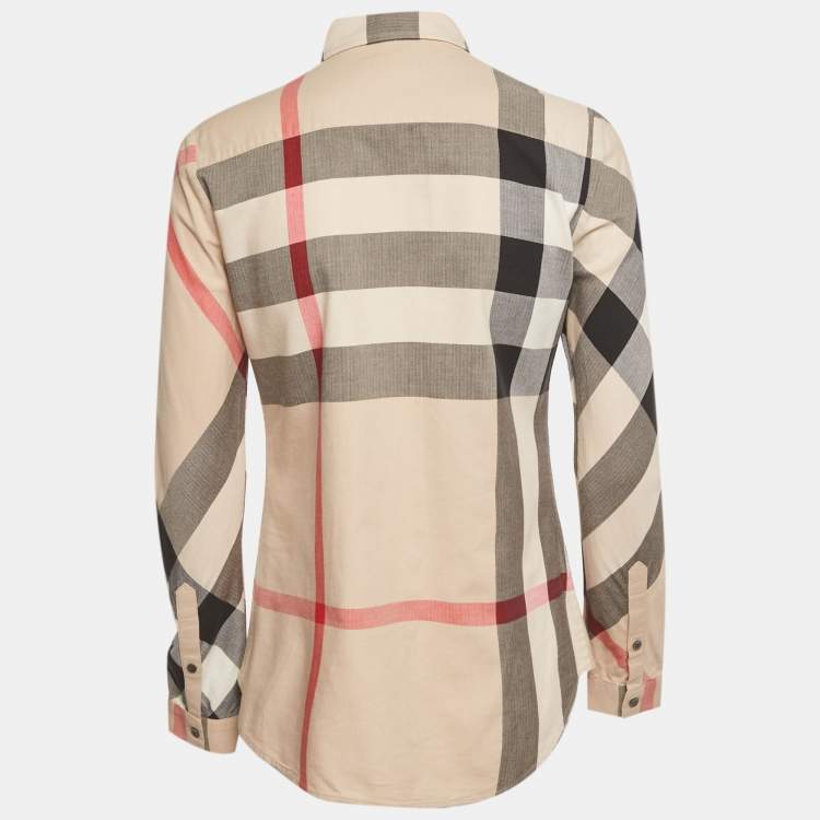 Pre Owned Burberry Brit Beige Checkered Print Cotton Shirt S 