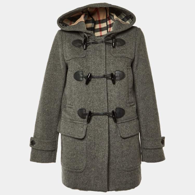 مملوكة مسبقًا Burberry Brit Grey Wool Hooded Toggle Coat M