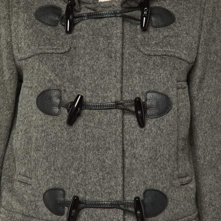 مملوكة مسبقًا Burberry Brit Grey Wool Hooded Toggle Coat M