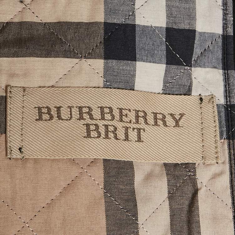 Pre Owned Burberry Brit Black Synthetic Diamond Quilted Jacket XL